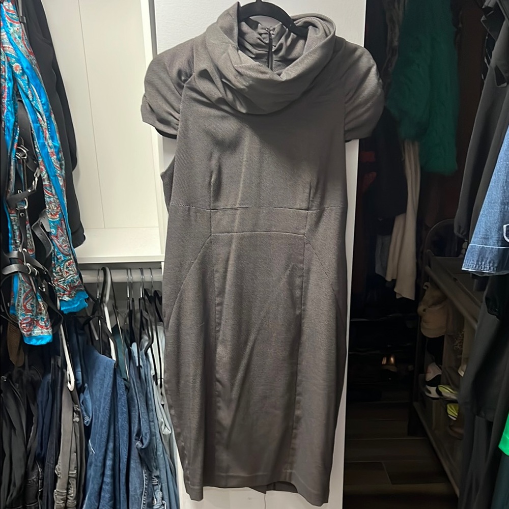 Chic Gray Cowl Neck Dress